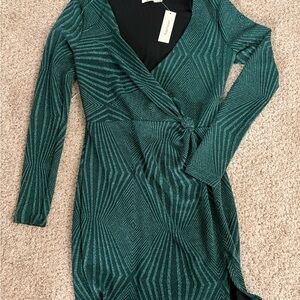Francesca's Collections Teal Long Sleeve Dress